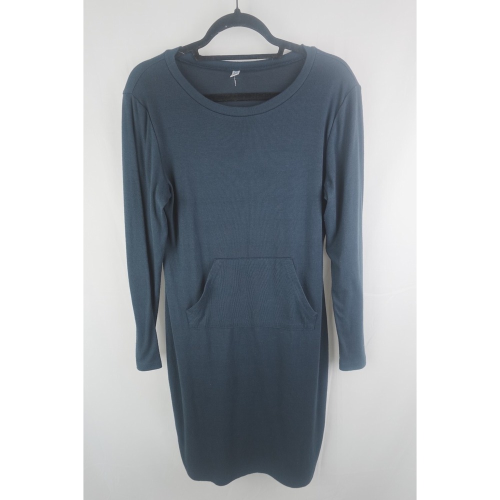 Viishow Dress Women's M Navy Blue T-Shirt Long‎ Sleeve Pocket Sheath